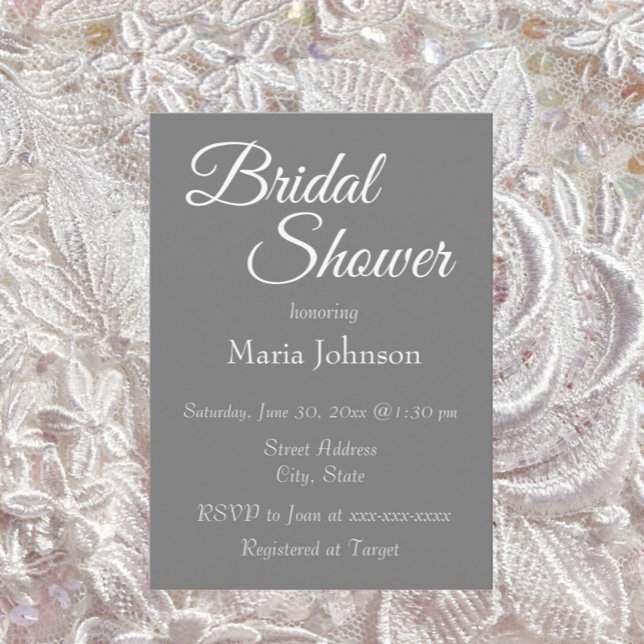 Dark Grey Simple Style Bridal Shower Invitation (In Situ Wedding)
