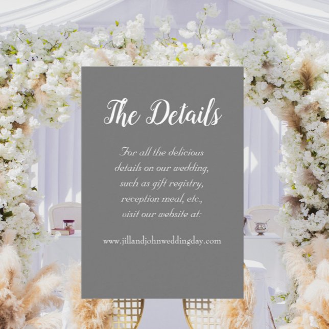 Dark Grey Simple Style Wedding Details Enclosure Card (In Situ Wedding)