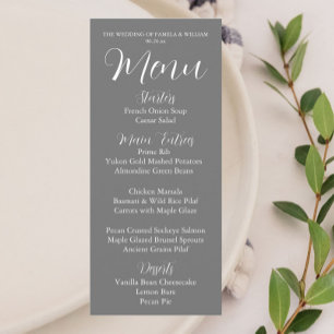 Dark Grey Simple Style Wedding Dinner Menu