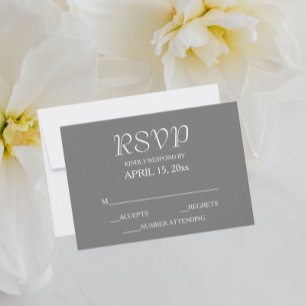Dark Grey Simple Style Wedding RSVP Card