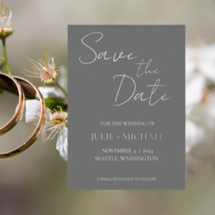 Dark Grey Simple Style Wedding Save the Date