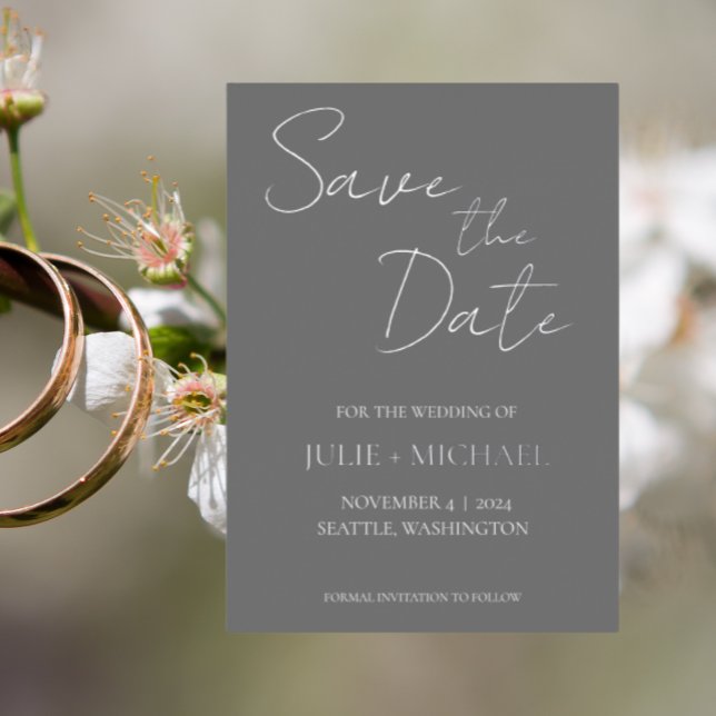 Dark Grey Simple Style Wedding Save the Date (In Situ Wedding)