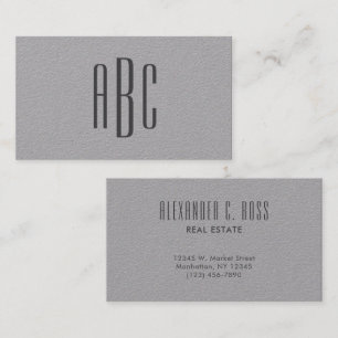 Dark Grey Simple Three Letter Monogram Business Card