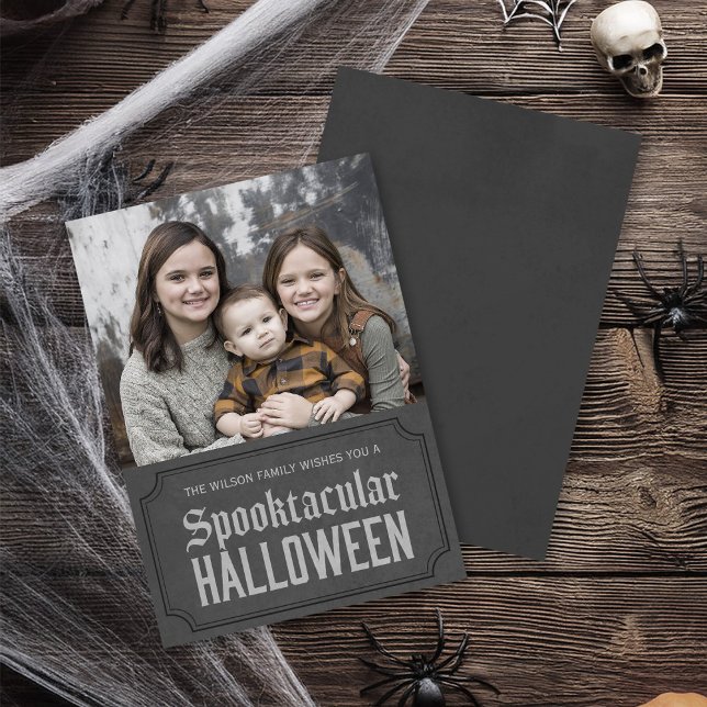 Dark Grey Spooktacular Halloween Photo Card (Creator Uploaded)