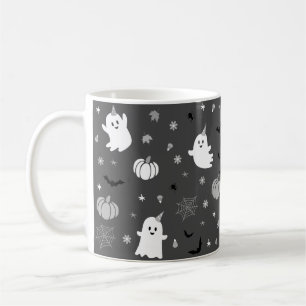 Dark Grey Spooky Ghost Halloween Coffee Mug