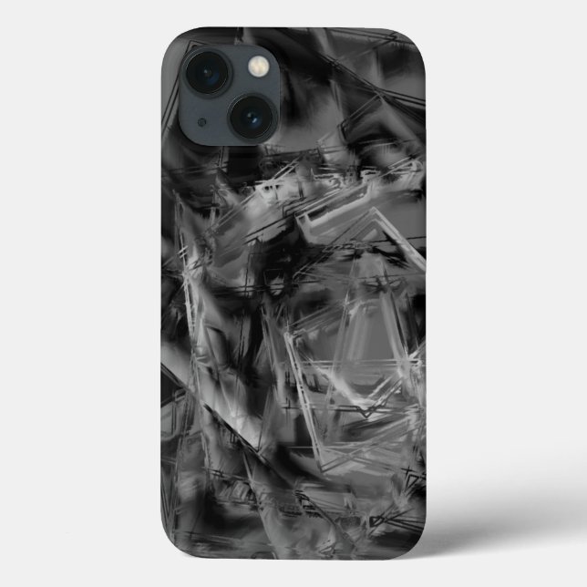 Dark grey stained squares, 'wrong brush strokes' Case-Mate iPhone case (Back)