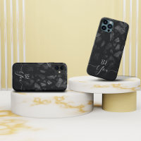 Dark Grey stone monogram iphone cases