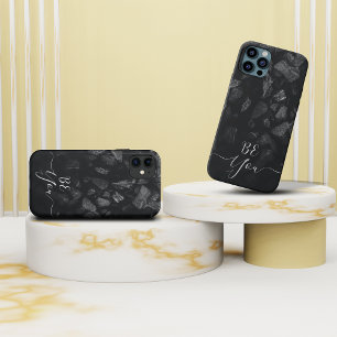 Dark Grey stone monogram iphone cases