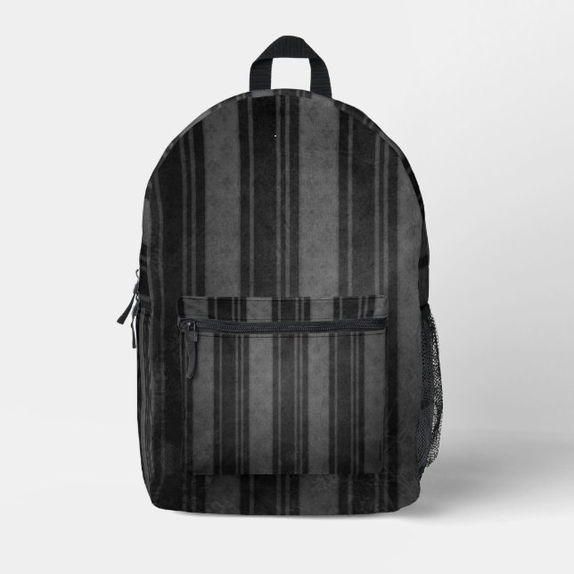 Dark Grey Stripes Printed Backpack (Front)