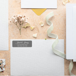 Dark Grey Stylised Names Wedding Address Return Address Label