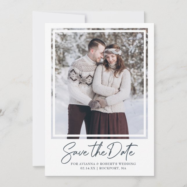 Dark Grey Text and Photo Save The Date (Front)