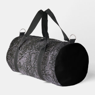 Dark Grey Textured Faux Leather Duffle Bag
