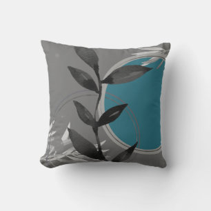 Dark Grey & Turquoise Watercolor Zen Design Cushion