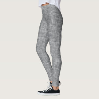 Dark Grey Tweed Linen Pattern  Leggings