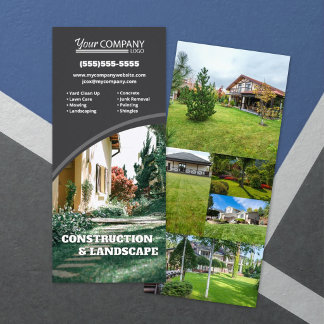 Dark Grey, Vertical Company Photos and Logo Rack Card