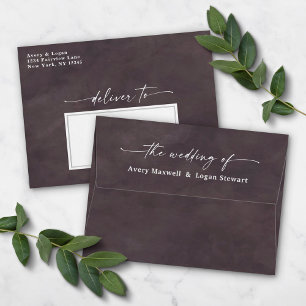 Dark Grey Watercolor A7 5x7 Wedding Invitation Envelope