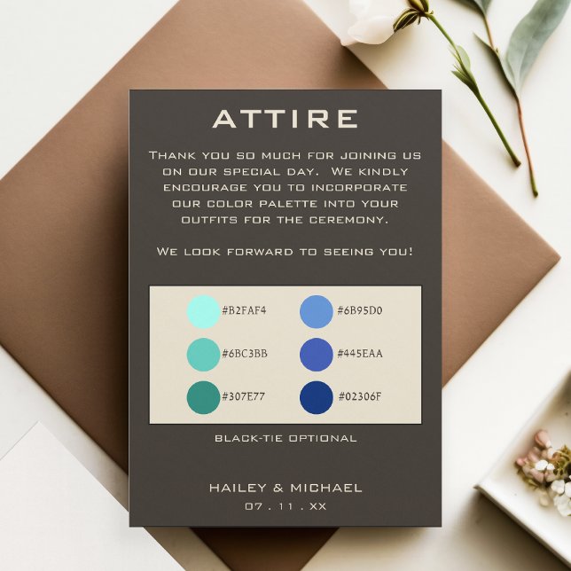 Dark Grey Wedding Attire Colour Palette Enclosure Card (Dark Grey Wedding Attire Color Palette Enclosure Card)