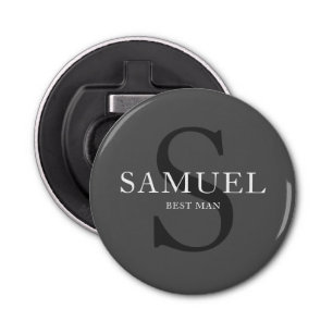 Dark Grey Wedding Party Monogram Bottle Opener
