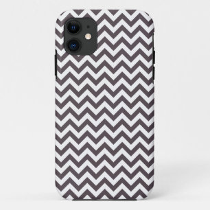 Dark Grey White Chevron Pattern iPhone 11 Case