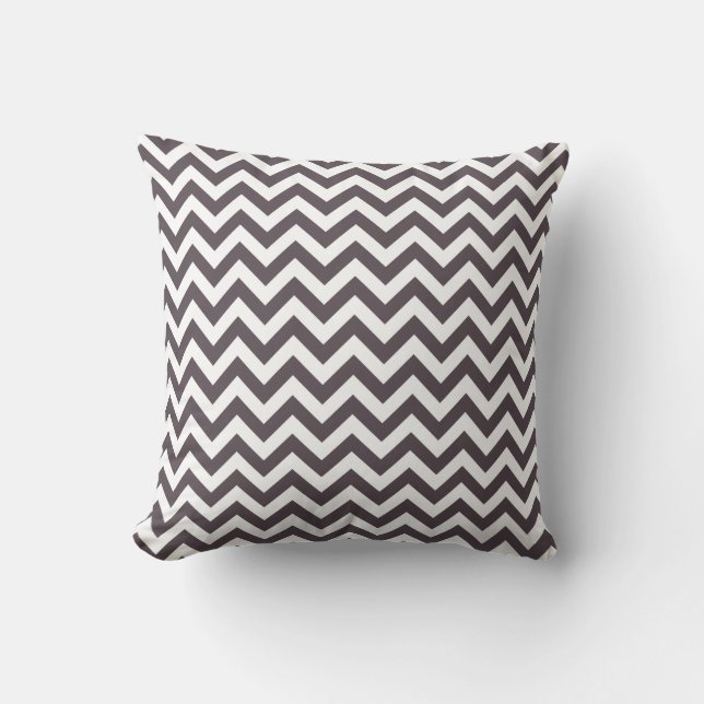 Dark Grey White Chevron Pattern Cushion (Front)