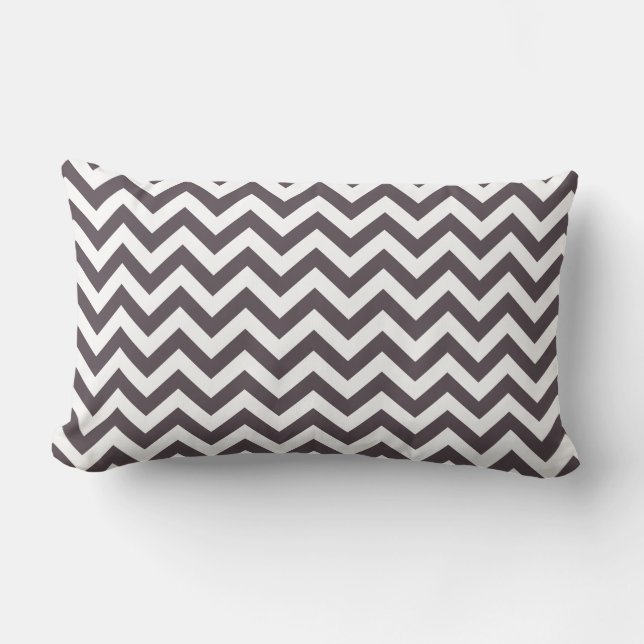 Dark Grey White Chevron Pattern Lumbar Cushion (Front)