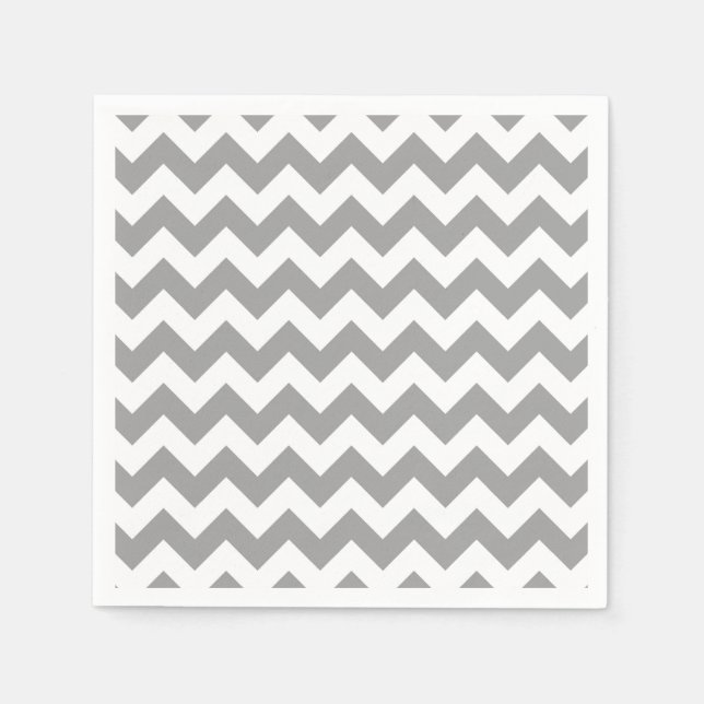 Dark Grey White Chevron Zig-Zag Pattern Napkin (Front)