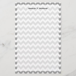 Dark Grey White Chevron Zig-Zag Pattern Stationery