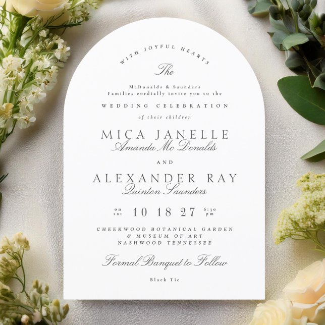 Dark Grey White Elegant Calligraphy Formal Arch Invitation (Creator Uploaded)