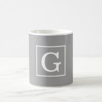 Dark Grey White Framed Initial Monogram