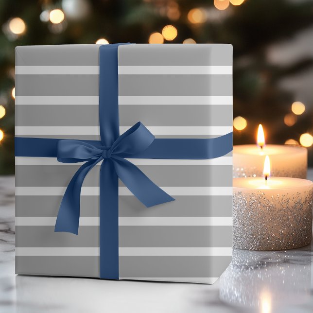 Dark Grey White Horizontal Striped Wrapping Paper (Creator Uploaded)