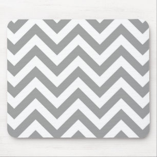 Dark Grey White Large Chevron ZigZag Pattern Mouse Pad