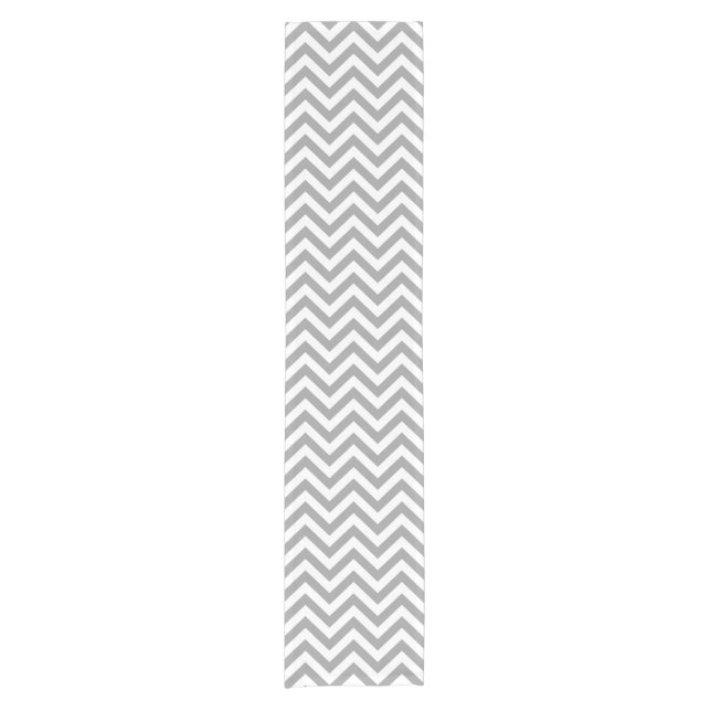 Dark Grey White Large Chevron ZigZag Pattern Short Table Runner (Front)