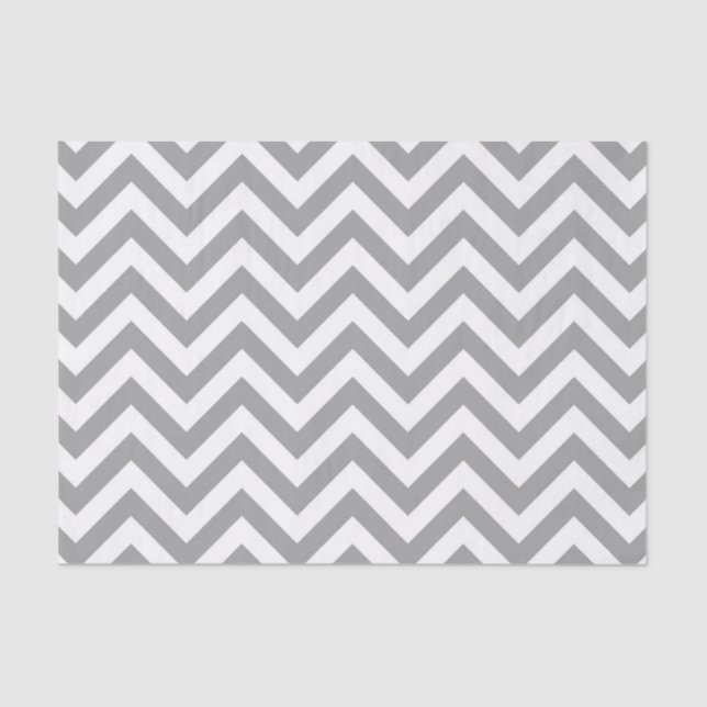 Dark Grey White Large Chevron ZigZag Pattern Tissue Paper (Front)