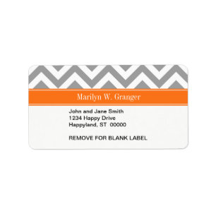 Dark Grey White LG Chevron Pumpkin Name Monogram Label