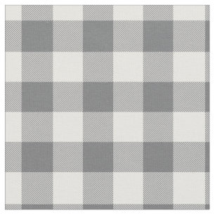 Dark Grey & White Plaid Gingham Fabric