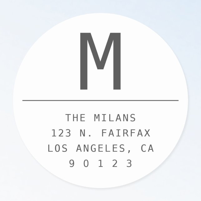 Dark Grey & White Return Address Classic Round Sticker (Creator Uploaded)