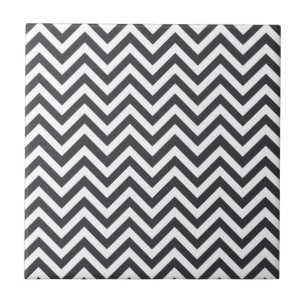 Dark Grey & White Zigzag Pattern Ceramic Tile
