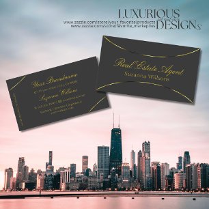 Dark Grey with Shimmery Gold Decor Professional Business Card