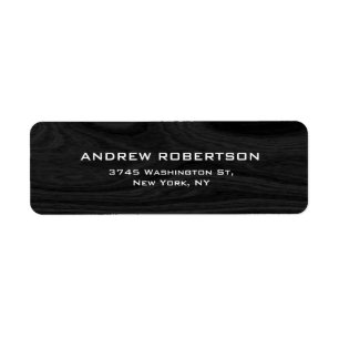 Dark Grey Wood Design Plain Elegant Return Address Label