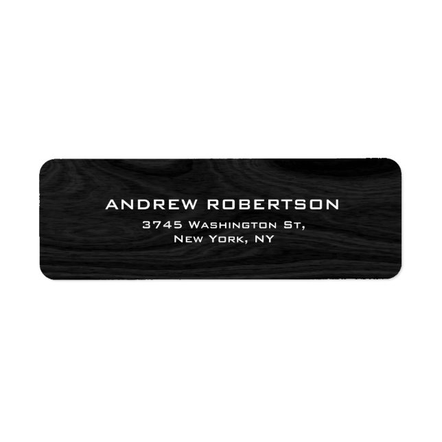 Dark Grey Wood Design Plain Elegant Return Address Label (Front)
