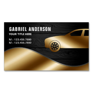 Dark Grey Wood Gold Luxury Car Hire Chauffeur Magnetic Business Card