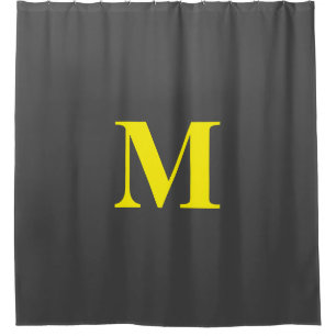 Dark Grey Yellow Grey Monogram Initial Cute Decor Shower Curtain