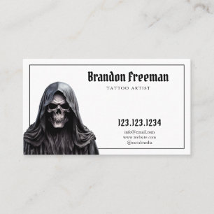 Dark Grim Reaper Gothic Style Tattoo Business Card