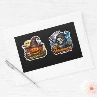 💀🎃 Dark Grim Reaper Halloween Rectangular Sticker