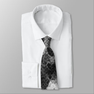 Dark Grunge Abstract Black Marble design Tie