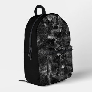 Dark Grunge Abstract Black Marble Printed Backpack