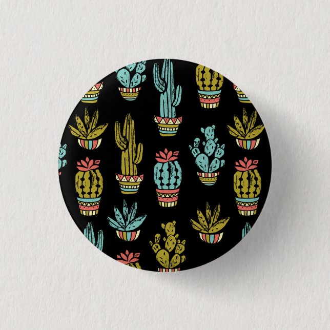 Dark Grunge Cactus Pattern 3 Cm Round Badge (Front)