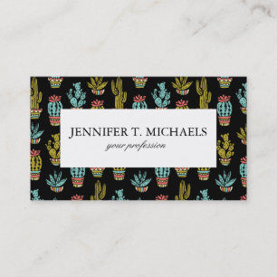 Dark Grunge Cactus Pattern Business Card