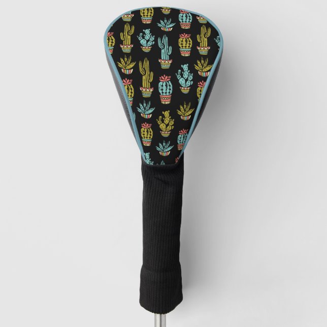 Dark Grunge Cactus Pattern Golf Head Cover (Front)