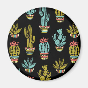Dark Grunge Cactus Pattern Magnet